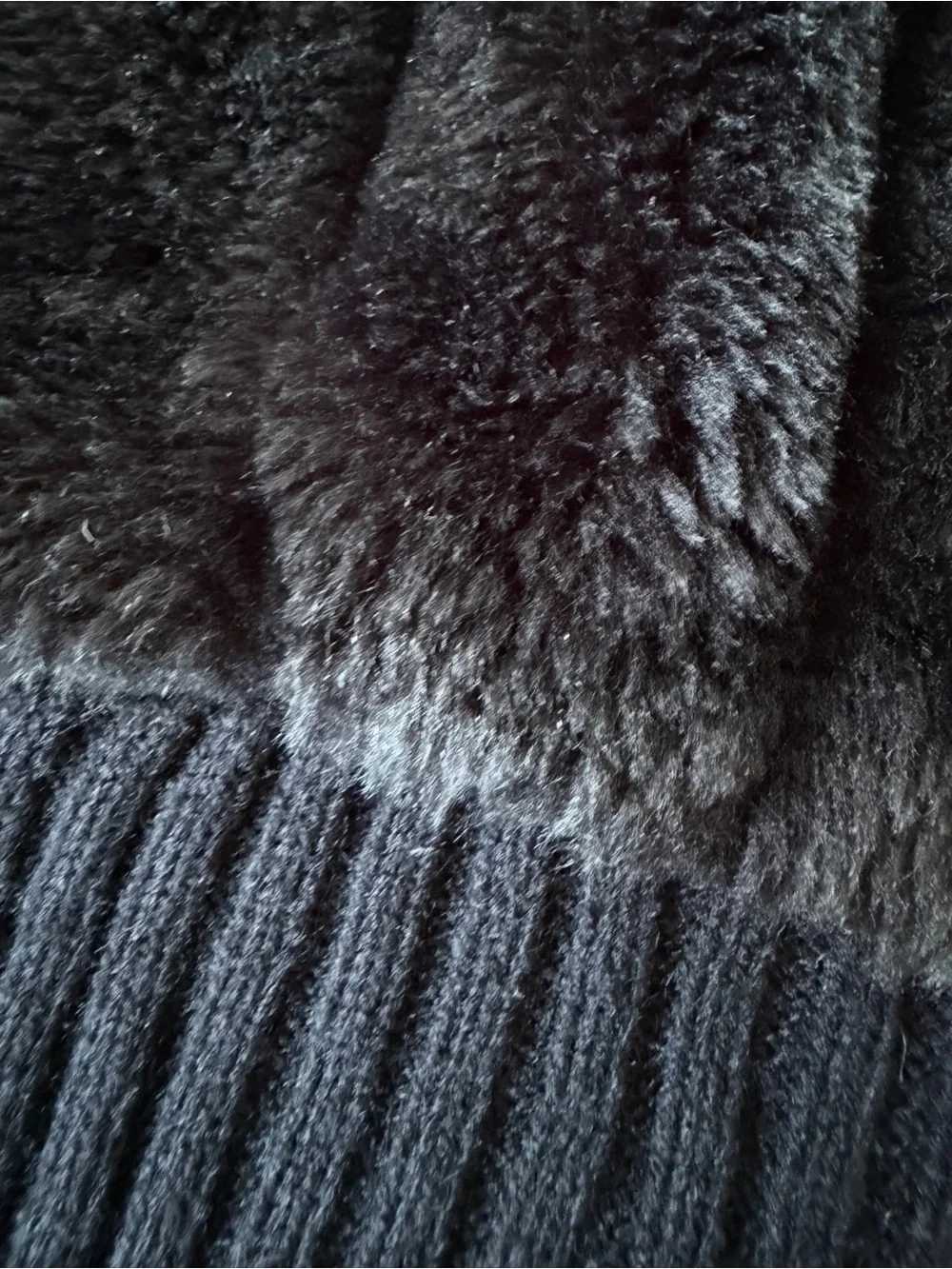 Silvergate black faux fur cropped shrug bolero cardigan knit vest L Y2K